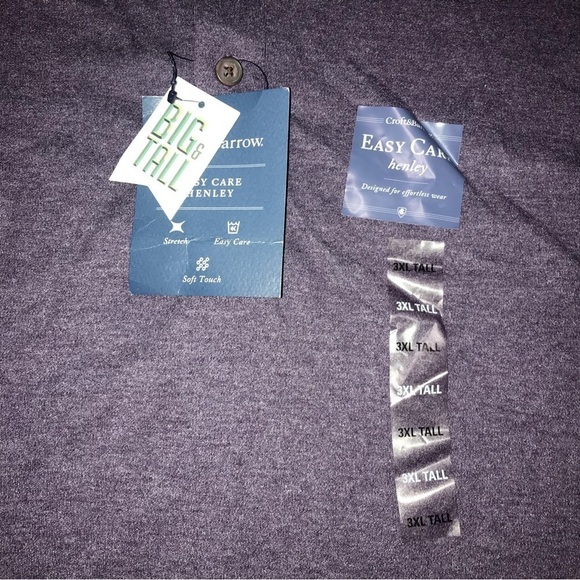 New Mens Crew Neck Pull Over Long Sleeve 3 Button Henley Big And Tall Size 3X - Picture 4 of 5